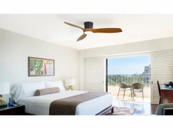 New Ventilador de techo de 52 pulgadas con mando a distancia, 3 aspas ABS, LED regulable de 18 W, 3 colores, función reversible, (132 x 132 x 22,86 cm) Negro