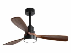 Ventilador de techo de 48 pulgadas con 3 aspas de madera maciza, control remoto, motor CC reversible y ahorro de energía, (122 x 122 x 39 cm) Aire Acondicionado, Ventilación