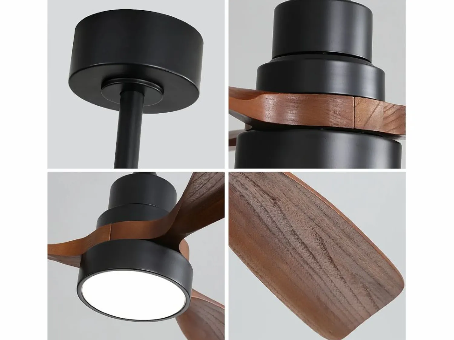 Ventilador de techo de 48 pulgadas con 3 aspas de madera maciza, control remoto, motor CC reversible y ahorro de energía, (122 x 122 x 39 cm) Aire Acondicionado, Ventilación