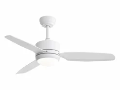 New Ventilador de techo de 46 pulgadas con luces, 3 aspas de ABS, motor de CC de 6 velocidades, (116,8 x 116,8 x 54 cm) Blanco