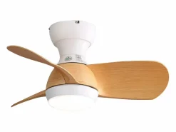 Clearance Ventilador de techo de madera clara de 23 pulgadas - Ventilador de techo con luz LED y 3 aspas de ABS - para dormitorio Blanco