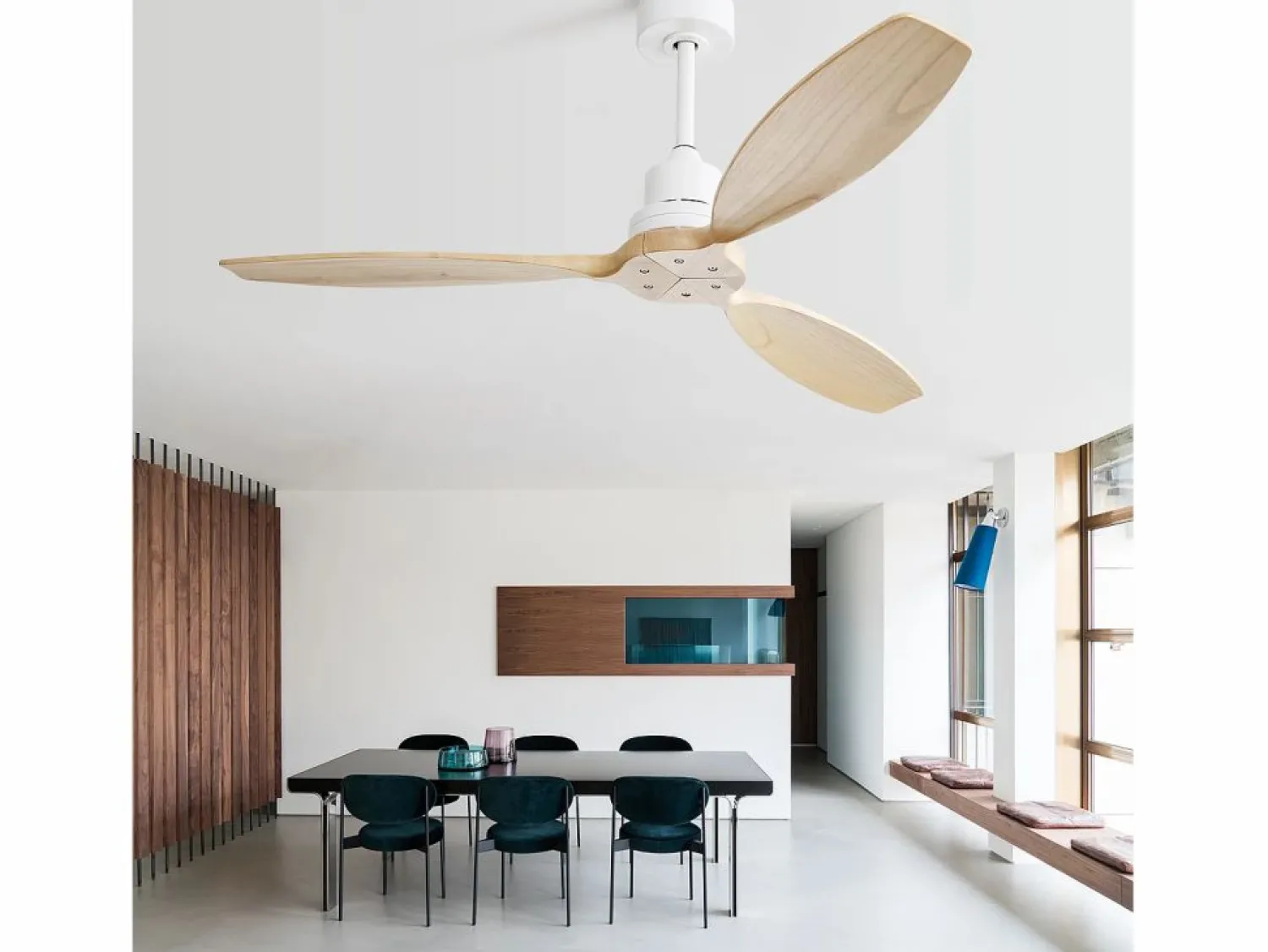 Sale Ventilador de techo de madera de 52 pulgadas - Ventilador de techo con control remoto, 6 velocidades y 3 aspas - para sala de estar Aire Acondicionado, Ventilación