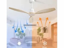 Sale Ventilador de techo de madera de 52 pulgadas - Ventilador de techo con control remoto, 6 velocidades y 3 aspas - para sala de estar Aire Acondicionado, Ventilación