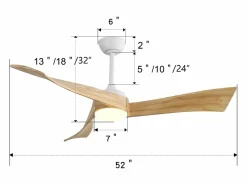 Clearance Ventilador de techo individual de 52 pulgadas - Ventilador de techo de 6 velocidades con control remoto - para sala de estar y dormitorio Aire Acondicionado, Ventilación