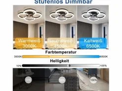 Outlet Ventilador de techo LED con iluminación - 40 W, silencioso, , con control remoto, temporizador regulable de 6 velocidades Plafón