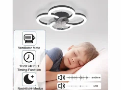 Outlet Ventilador de techo LED con iluminación - 40 W, silencioso, , con control remoto, temporizador regulable de 6 velocidades Plafón