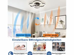 Outlet Ventilador de techo LED con iluminación - 40 W, silencioso, , con control remoto, temporizador regulable de 6 velocidades Plafón
