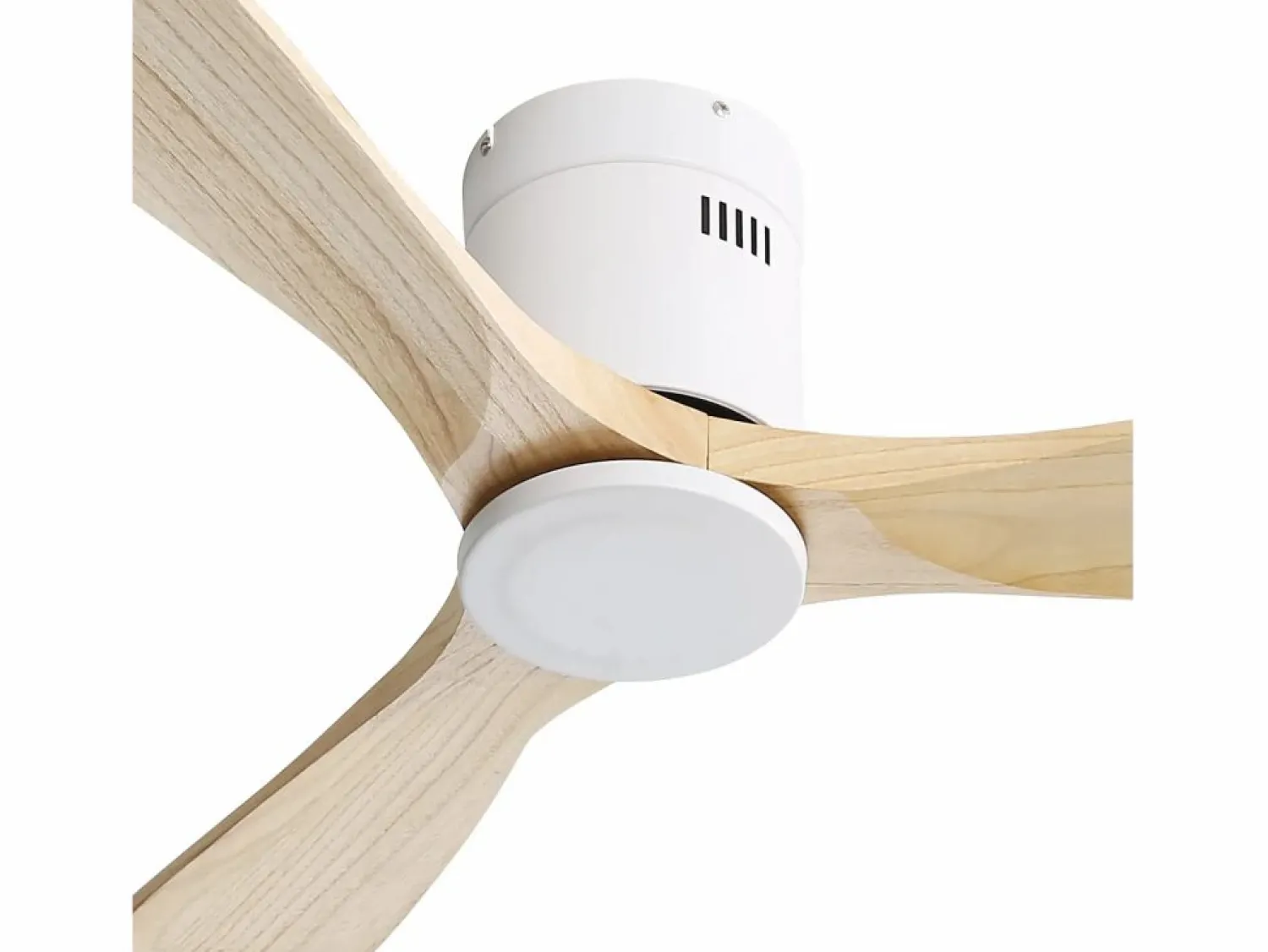 OKWISH Ventilador de techo moderno de madera - Ventilador de techo de 52" con 3 aspas - Motor de CC reversible y silencioso - Para sala de estar