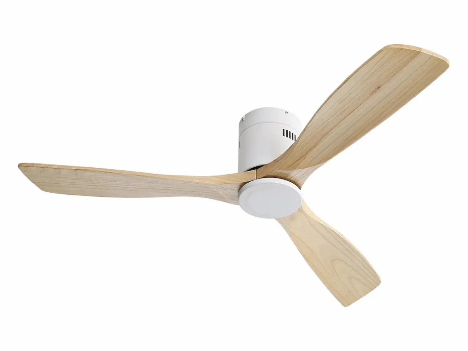 OKWISH Ventilador de techo moderno de madera - Ventilador de techo de 52" con 3 aspas - Motor de CC reversible y silencioso - Para sala de estar
