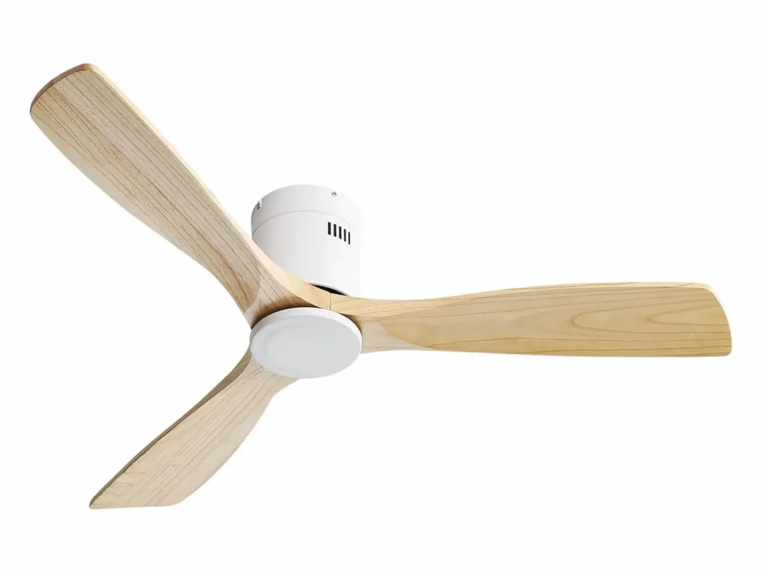 OKWISH Ventilador de techo moderno de madera - Ventilador de techo de 52" con 3 aspas - Motor de CC reversible y silencioso - Para sala de estar