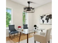 Ventilador de techo de 20 pulgadas - Ventilador de techo con 7 aspas de ABS y control remoto - para sala de estar y comedor Negro