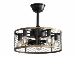 Ventilador de techo de 20 pulgadas - Ventilador de techo con 7 aspas de ABS y control remoto - para sala de estar y comedor Negro