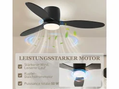 Ventilador de techo - Ventilador de techo con luz LED y 3 aspas - 6 velocidades - para dormitorios Aire Acondicionado, Ventilación