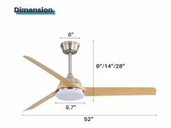 Sale Ventilador de techo de 20 pulgadas - Ventilador de techo con 7 aspas de ABS y control remoto - 6 velocidades - para casa de campo Negro