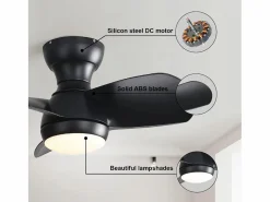 Best Ventilador de techo con luces LED regulables y 3 aspas de ABS para dormitorios y salones. Aire Acondicionado, Ventilación