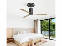 Best Ventilador de techo de 52 pulgadas - Ventilador de techo con luz LED y control remoto - 3 aspas de ABS - para sala de estar Negro
