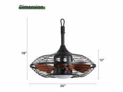 Hot Ventilador de techo para exterior con LED, 20 pulgadas, motor de CC, 5 aspas de ABS, color , montaje colgante (50,8 x 50,8 x 47,5 cm) Negro