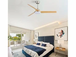 OKWISH Ventilador de techo para sala de estar - con iluminación LED de 22 W y control remoto de 6 velocidades - 3 aspas ABS