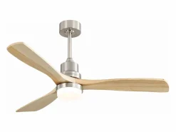 Discount Ventilador de techo para sala de estar - con luz LED regulable y control remoto de 6 velocidades - 3 aspas de madera Aire Acondicionado, Ventilación