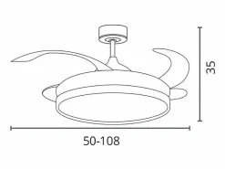 Ventilador de techo Rodas Bel Air 72W 4 aspas retráctiles Ø108 cm