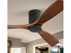 Sale Ventilador de techo silencioso de 52 pulgadas, motor CC reversible, aspas de madera tallada, control remoto, sin luz, color (132 x 132 x 24,5 cm) Aire Acondicionado, Ventilación