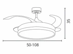 Online Ventilador de techo Troya Bel Air 72W 4 aspas retráctiles con luz LED Ø108 cm Blanco