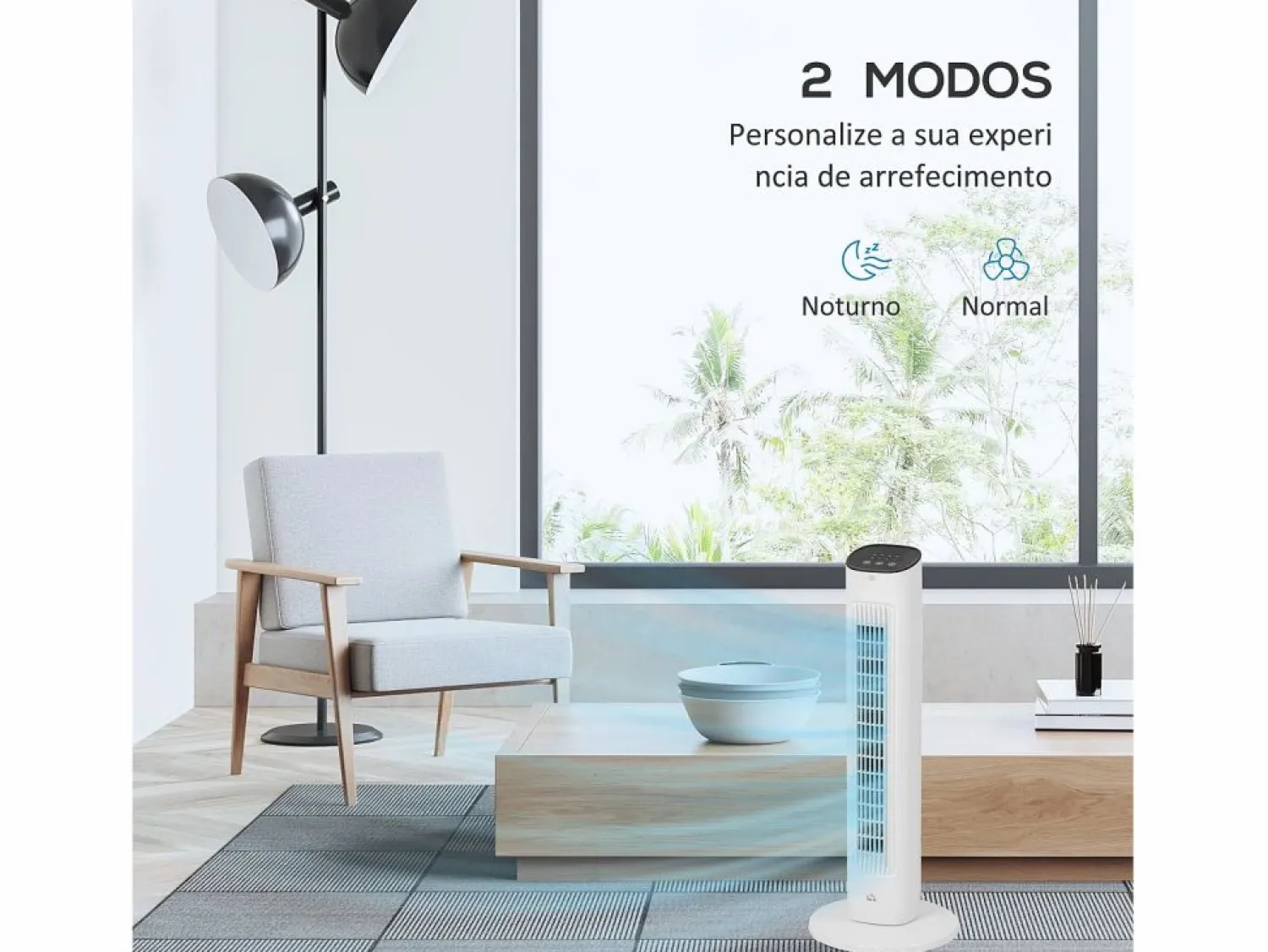 Homcom Ventilador de torre 50W con mando a distancia 3 velocidades 78 cm