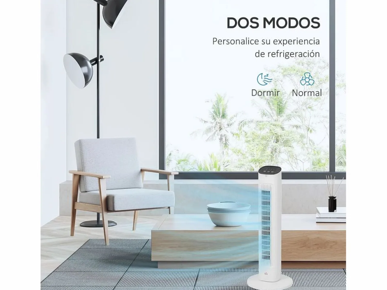 Homcom Ventilador de torre 50W con mando a distancia 3 velocidades 78 cm