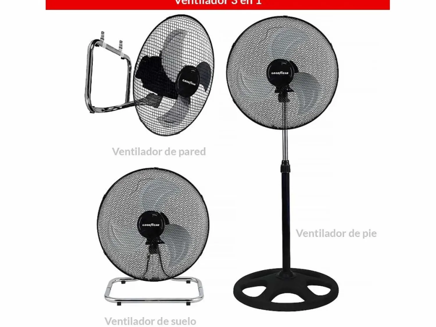 Online Ventilador Goodyear GY18SF 55W 3 en 1 negro/inox Aire Acondicionado, Ventilación
