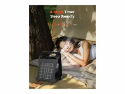 Ventilador Solar SucceBuy Portátil Recargable 10000 mAh con Iluminación LED, Panel Solar Plegable 4 W, 4 Velocidades, Temporizador, Alimentación USB