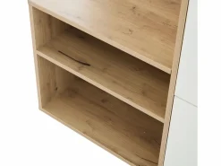 Clearance ModernLuxe Vestidor 100×38,5×190 cm - con espejo y zapatero - con 1 cajón y 2 compartimentos - blanco + natural Color natural claro