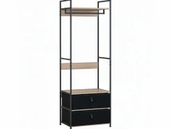Best Vestidor abierto 2 cajones roble cambrian/negro 60x175 cm dormitorio Negro / Color natural claro