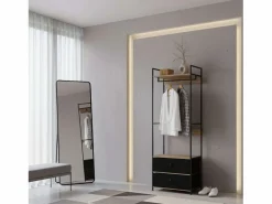 Best Vestidor abierto 2 cajones roble cambrian/negro 60x175 cm dormitorio Negro / Color natural claro