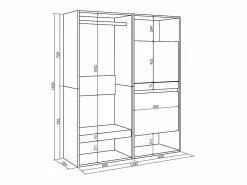 Skraut Home Vestidor abierto, 120x35x145cm, Dormitorio, habitación, Zapatero,