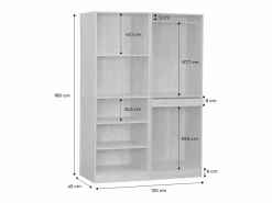 Sweeek Vestidor con 5 estantes, una barra de colga y portapantalones natural