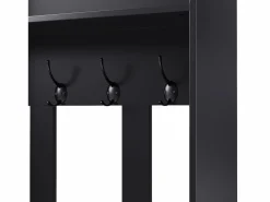 ModernLuxe Vestidor de entrada moderno - con 4 ganchos, 1 puerta y 2 cajones - con banco y estantes abiertos - Negr