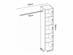 Online Vestidor de rincón Luz color 226cm (ancho) 79.4 cm (fondo) 185 cm (alto) Armario Abierto, Vestidor