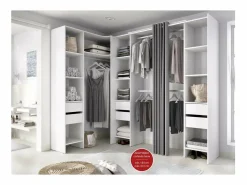 Vestidor de rincón Siles con cortina y 6 cajones acabado , 205cm(alto) 234cm(ancho)
