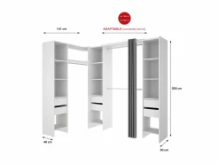 Vestidor de rincón Siles con cortina y 6 cajones acabado , 205cm(alto) 234cm(ancho)