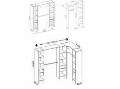 Vestidor de rincón Siles con cortina y 6 cajones acabado , 205cm(alto) 234cm(ancho)