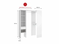 Vestidor de rincón-lineal Reus con estantes y cajón en , 187cm(alto) 137cm(ancho) Armario Abierto, Vestidor