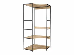 Vestidor esquinero 2 estantes 1 barra roble cambrian/negro 80x175 cm