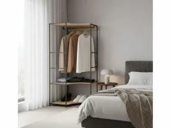 Vestidor esquinero 2 estantes 1 barra roble cambrian/negro 80x175 cm