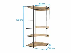 Vestidor esquinero 2 estantes 1 barra roble cambrian/negro 80x175 cm