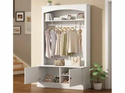 Best Vestidor moderno - con perchero y almacenamiento para zapatos - Banco de almacenamiento - con ganchos - Armario De Entrada