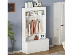 Best Vestidor moderno - con perchero y almacenamiento para zapatos - Banco de almacenamiento - con ganchos - Armario De Entrada