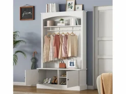 Best Vestidor moderno - con perchero y almacenamiento para zapatos - Banco de almacenamiento - con ganchos - Armario De Entrada