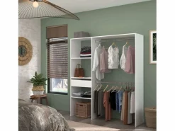 Hot Vestidor Modular Abierto Custom Módulo D + E, 3 Estantes Cajón 162x180 cm Blanco
