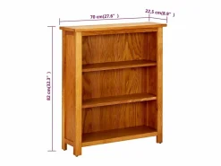 vidaxl vidaX Estantería de 3 niveles de madera maciza de roble 70x22,5x82 cm