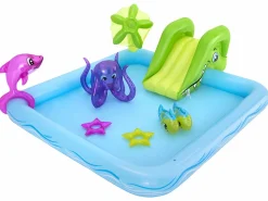 VidaXL Piscina hinchable Fantastic Aquarium tobogán + rociador de agua 86x239x206 cm Castillo Hinchable